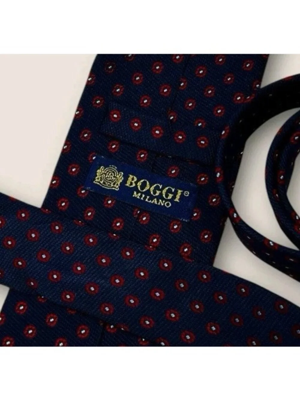 BOGGI Silk Tie ITALY XL Navy Burgundy Blue Floral W:3.6